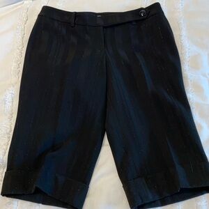 Women's Black Silver Striped Bermuda Shorts